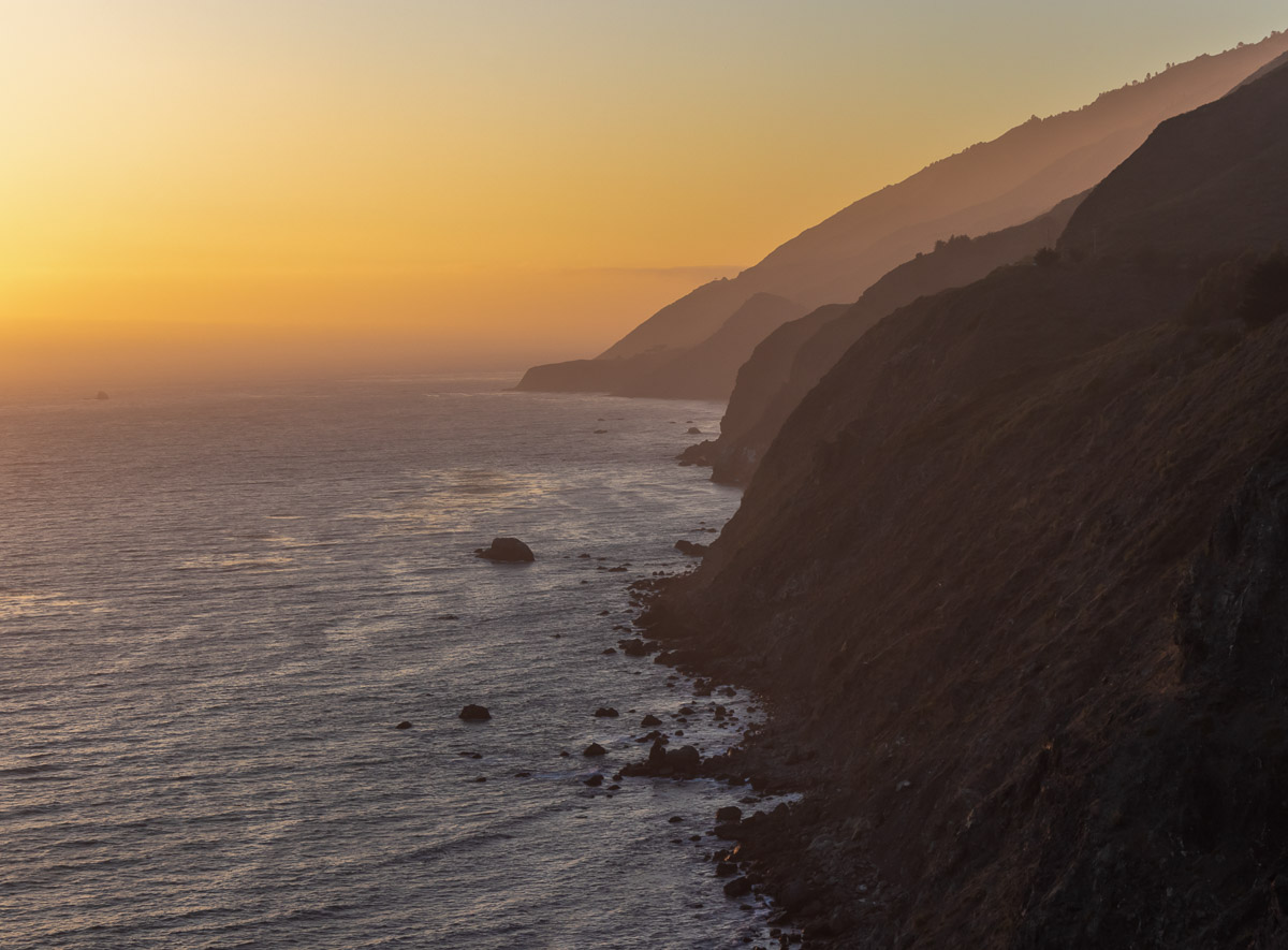 cliffs at Ragged Point at sunset