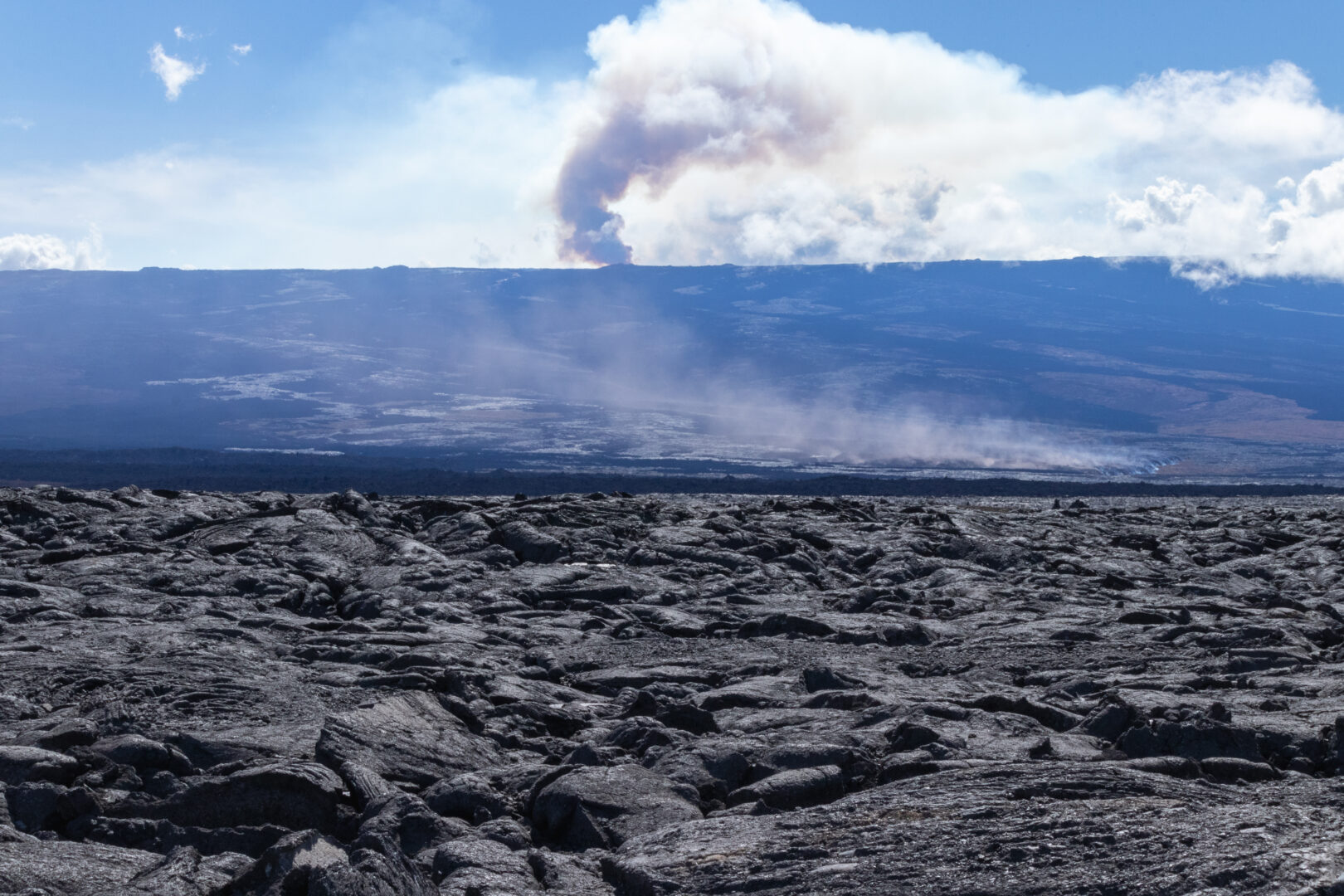 Mauna Loa volcano on the Big Island of Hawaii eruption during the day
